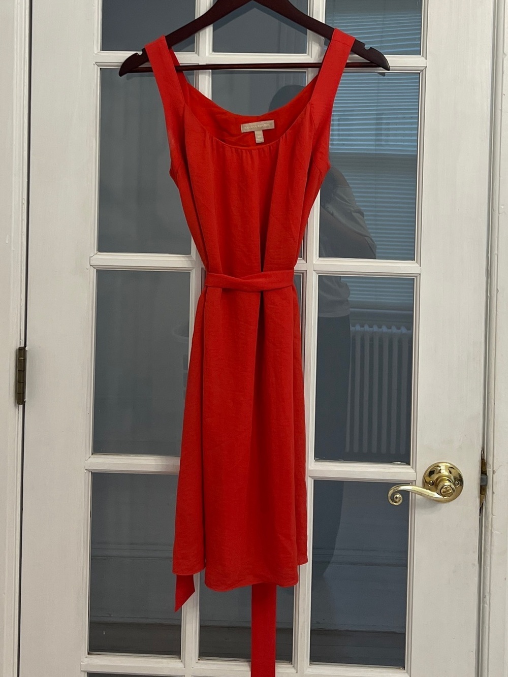 BANANA REPUBLIC Women's Bright Red Sleeveless Scoop Neck Tie Waist Dress Size 4P